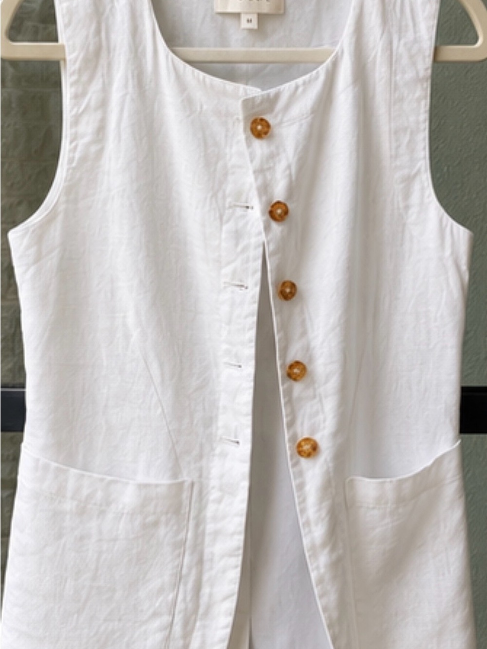 POSSE Sleeveless Button-Front Linen Top